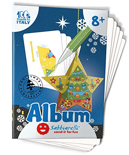 Sabbiarelli Sand-it For Fun - Album 3D Der Weihnachtsstern: 5 vorgeklebte Papier, zum bemalen mit Sand (nicht enthalten), Geeignet für Kinder Jahre 8+ von Sabbiarelli