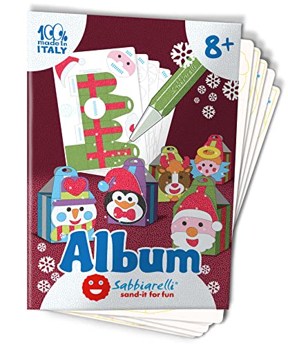 Sabbiarelli Sand-it For Fun - Album 3D Die Weihnachts Mini-Box: 5 vorgeklebte Papier, zum bemalen mit Sand (nicht enthalten), Geeignet für Kinder Jahre 8+ von Sabbiarelli