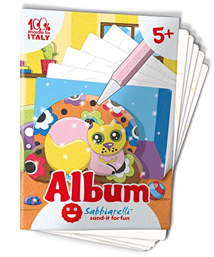 Sabbiarelli Sand-it for Fun - Album Die Haustiere: 5 vorgeklebte Zeichnungen, zum bemalen mit Sand (Sand Nicht enthalten), Geeignet für Kinder Jahre 5+ von Sabbiarelli