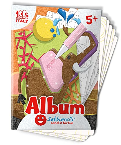 Sabbiarelli Sand-it for Fun Album Die Tiere der Savanne – 5 Zeichnungen zum Ausmalen mit Sand (Sand Nicht enthalten), Spiel für Kinder ab 5 Jahren von Sabbiarelli
