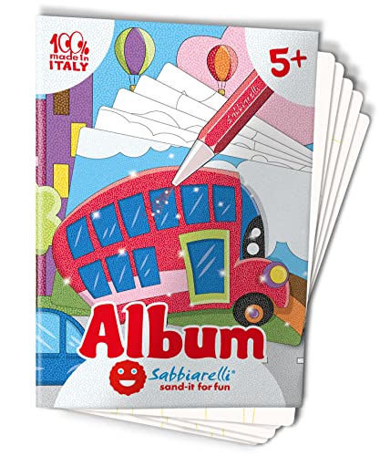 Sabbiarelli Sand-it for Fun - Album Die Transportmittel: 5 vorgeklebte Zeichnungen, zum bemalen mit Sand (Sand Nicht enthalten), Sandbilder für Kinder ab 5+ von Sabbiarelli