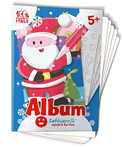 Sabbiarelli Sand-it For Fun - Album Weihnachten: 5 vorgeklebte Zeichnungen, zum bemalen mit Sand (nicht enthalten), Sandbilder für Kinder ab 5+ von Sabbiarelli