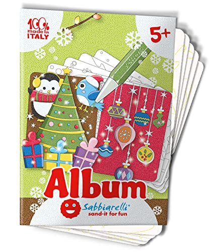 Sabbiarelli Sand-it For Fun Album Weihnachtskarten: Zeichnungen zum Ausmalen mit Sand (Sand nicht im Lieferumfang enthalten), Kunsthandwerk für Kinder ab 5 Jahren von Sabbiarelli