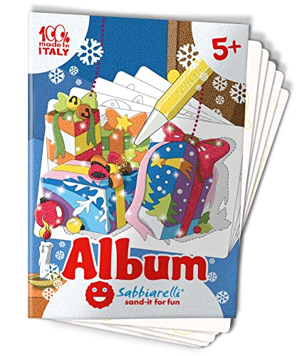 Sabbiarelli Sand-it For Fun - Album Weihnachtsschmuck 2: 5 vorgeklebte Papier, zum bemalen mit Sand (nicht enthalten), Sandbilder für Kinder ab 5+ von Sabbiarelli