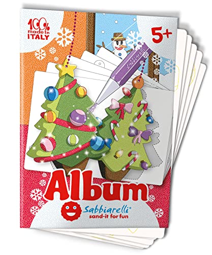 Sabbiarelli Sand-it For Fun - Album Weihnachtsschmuck: 5 Vorgeklebte Papier Zum Bemalen Mit Sand (Nicht Enthalten), Sandbilder Für Kinder Ab 5+ von Sabbiarelli