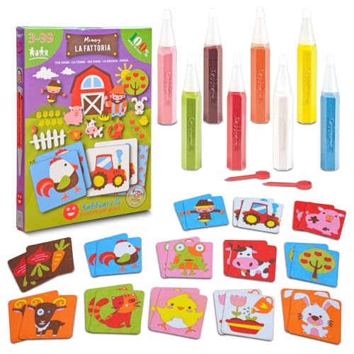Sabbiarelli Sand-it For Fun Kit Der Bauernhof - Kreativ Bastelset: male mit Sand und spiele Memory, Sandbilder für Kinder ab 3+, Geschenkidee zum Geburtstag Sabbiarelli Sand-it For Fun Kit Der Bauernhof - Kreativ Bastelset: male mit Sand und spiele Memory, Sandbilder für Kinder ab 3+, Geschenkidee zum Geburtstag von Sabbiarelli