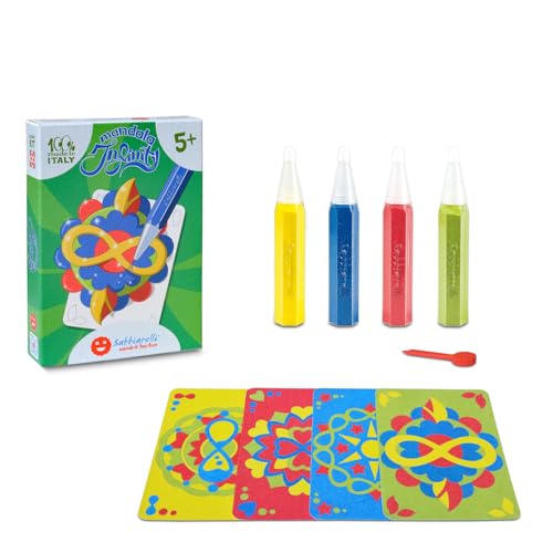 Sabbiarelli Sand-it For Fun Kit Mandala Infinity - Kreativ Bastelset: bastle und bemale die Mandalas mit Sand, Sandbilder für Kinder ab 5+, Geschenkidee zum Geburtstag von Sabbiarelli