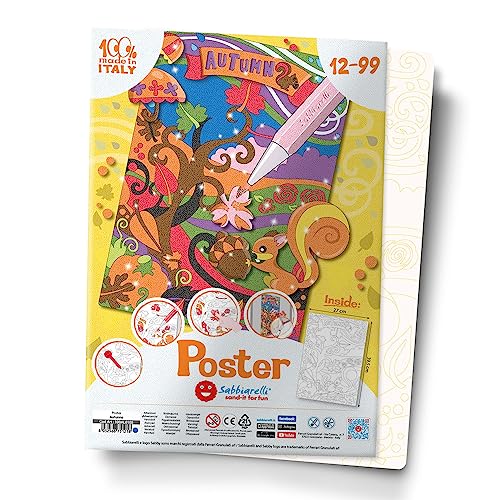 Sabbiarelli Sand-it For Fun - Poster Herbst: 1 Maxi vorgeklebte Zeichnungen, zum bemalen mit Sand (Sand nicht enthalten), Sandbilder für Kinder ab 8+ von Sabbiarelli