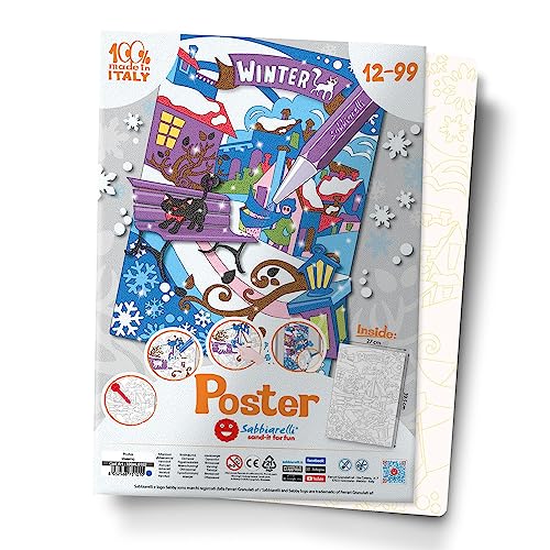 Sabbiarelli Sand-it for Fun Poster für den Winter: 1 Maxi, Design zum Ausmalen mit Sand (Nicht im Lieferumfang enthalten), geeignet für Erwachsene und Kinder, 26 x 40 cm von Sabbiarelli