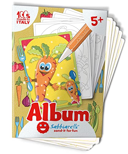 Sabbiarelli Sand-it for Fun – Album mit Gemüse – 5 Zeichnungen zum Ausmalen mit Sand (Sand Nicht enthalten), Spiel für Kinder ab 5 Jahren von Sabbiarelli