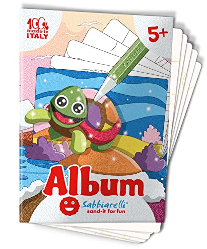 Sabbiarelli Sand-it for Fun Album Das Meer: 5 Zeichnungen zum Ausmalen mit Sand (Nicht enthalten), Spiel für Kinder und Mädchen ab 5 Jahren von Sabbiarelli