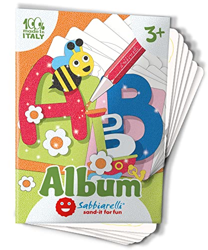 Sabbiarelli Sand-it for Fun - Album Le Simpaletters A-L: 6 Blatt Aufkleber Alphabet A-L zum Malen mit Sand (Sand Nicht enthalten), geeignet für Kinder ab 3 Jahren von Sabbiarelli