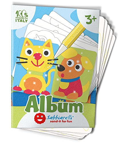 Sabbiarelli Sand-it For Fun - Album Erste Zeichnungen: 5 vorgeklebte Papier zum bemalen mit Sand (Sand nicht enthalten), Sandbilder für Kinder ab 3+ von Sabbiarelli