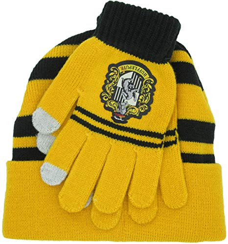 Harry Potter Hut und Handschuhe Erwachsene Größe Haus von Hufflepuff Original 100% offizielle Schule der Magie Hogwarts von Sabor