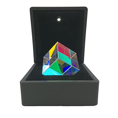 Farbprisma, quadratisches Prisma, Farbsammelprisma, 6-seitiger Würfel mit Leuchtkasten, optische Glaslinse für dichroitische Farben, Prismenwürfel mit Leuchtkasten von Saddgo