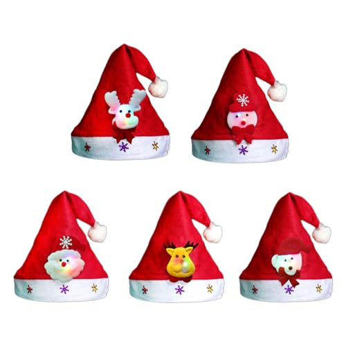 Saddgo Leuchtende Cartoon-Weihnachtsmütze, Plüschmütze, Neujahrskostüm, weich und bequem, Kopfbedeckung, Weihnachtsfeierzubehör von Saddgo