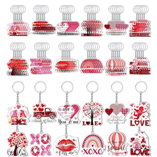 Saddgo Niedliche Valentinstag-Schlüsselanhänger, Liebesmotiv-Schlüsselanhänger, bunt, Zubehör, handgefertigtes Geschenk für Paare, 60 Stück von Saddgo
