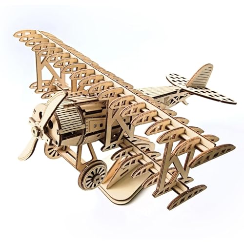 Shadodo 3D Puzzle Flugzeug,3D Holz Puzzle Bi-Plane Zusammenbauen Spielzeug-DIY Modell Handwerk Kit-Heimdekoration Modellbausätze für Erwachsene zum Bauen, Geschenk Geburtstag für Männer und Jungen von Sadodo