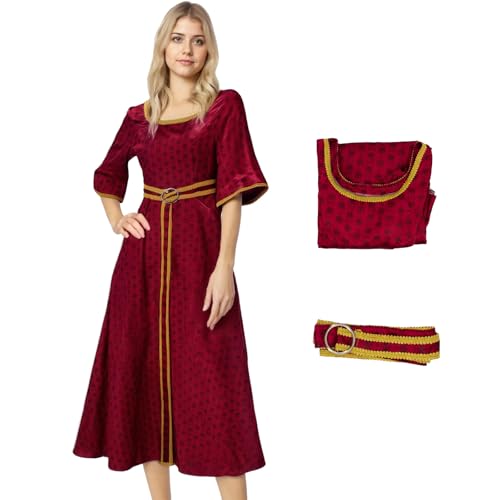 Saephaw Mutter Gothel Kostüm Damen Rot Samt Renaissance Kleid Böse Hexe Halloween Cosplay Outfits mit Ohrringen Gürtel M Saephaw Mutter Gothel Kostüm Damen Rot Samt Renaissance Kleid Böse Hexe Halloween Cosplay Outfits mit Ohrringen Gürtel M von Saephaw
