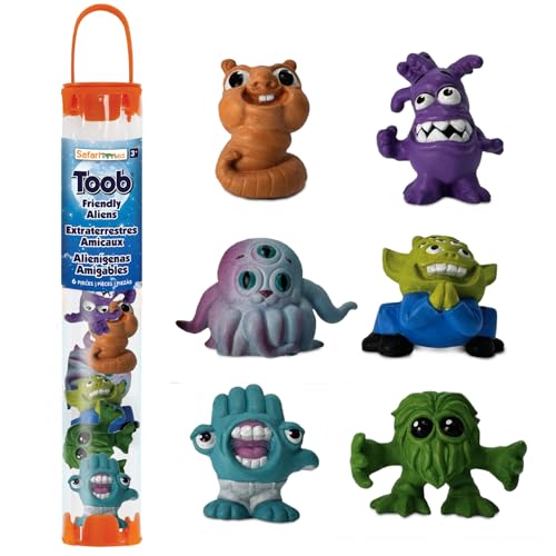 Safari Ltd. Friendly Aliens Designer TOOB – 6 Miniatur-Alien-Figuren – lustiges Spielzeug-Set für Jungen, Mädchen und Kinder ab 3 Jahren von Safari Ltd.