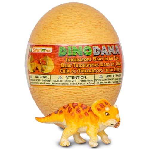 Safari Triceratops Baby mit Dinosaurier-Ei 8,9 cm | Verwenden Sie die Dino Dana-App mit AR | Dinosaurier-Figur | Kinderspielzeug | Ungiftig und BPA-frei | Geeignet für Kinder ab 3 Jahren Ltd. von Safari Ltd.