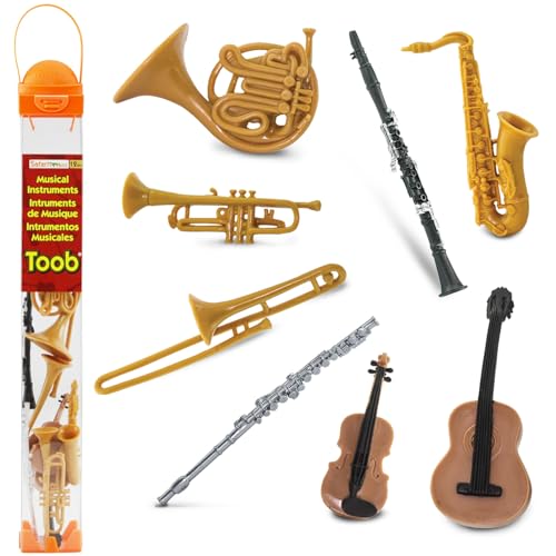 Toob Safari Ltd Musikinstrumente Figuren: Posaune, Flöte, Saxophon, Gitarre, Violine, Horn, Trompete, Klarinette - Lernspielzeug für Jungen, Mädchen & Kinder ab 3 Jahren von Safari Ltd.