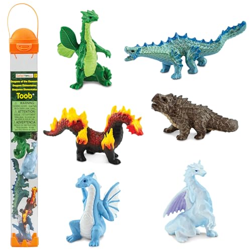 Safari Ltd. Dragons of The Elements TOOB - 6 Miniatur-Elementardrachenfiguren - Fantasie-Spielzeug-Set für Jungen, Mädchen und Kinder ab 3 Jahren von Safari Ltd.