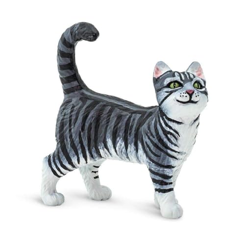Safari Grey Tabby Cat | 2“ Realistische Katzenfigur | Ungiftig und BPA-frei | Ungiftig und BPA-frei | Für Kinder ab 3 Jahren geeignet Ltd von Safari