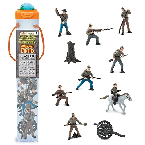 Safari Civil War Confederate Army Super TOOB | 10 detaillierte Miniatur-Soldatenfiguren | ungiftig und BPA-frei | für Kinder ab 3 Jahren geeignet Ltd von Safari Ltd.