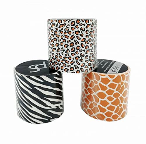 Safari Zebra-, Giraffen- und Leopardenmuster Toilettenpapier - Set mit 3 Rollen von Safari