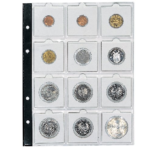 5 x Safe Nr. 7855 Münzhüllen - Ergänzungsblätter Coin Compact - für Münzrähmchen 50x50 mm je Blatt Platz für 12 Rähmchen von SAFE