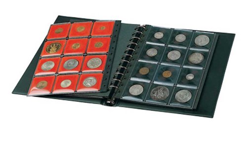 SAFE 772 Zusatzblatt für Coin Münzalbum S | Inkl. 12 samtbezogenen Münz-Rähmchen, 12 transparenten Schubern und schwarzem Karton-Zwischenblatt von SAFE