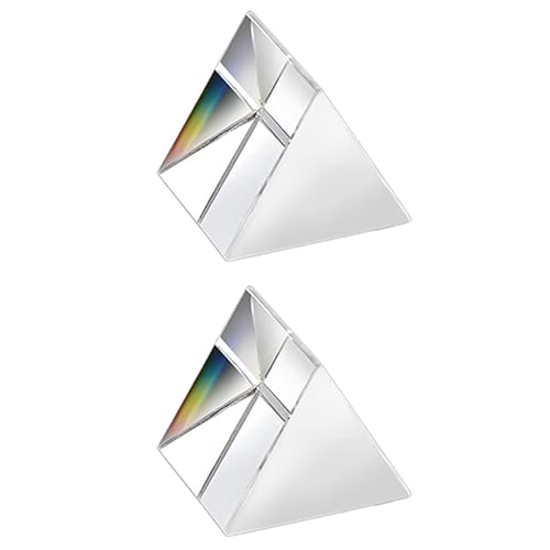 2 Stück Kristallglas-Dreiecksprisma, 25 x 25 mm Prisma, Regenbogenspektrum-Experimentglas, K9-Kristall-Dreiecksprisma, klare Linse für Lichtspektrumphysik, Regenbogen-Effekt-Foto von SagaSave
