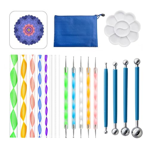SagaSave Mandala Art Dotting Tools, 19 Pcs Mandala Ball Stylus Dotting Tools with Paint Tray, Different Size Painting Tools for DIY Stone Drawing Drafting Art SagaSave Mandala Art Dotting Tools, 19 Pcs Mandala Ball Stylus Dotting Tools with Paint Tray, Different Size Painting Tools for DIY Stone Drawing Drafting Art von SagaSave