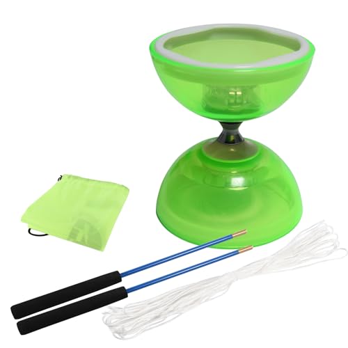 SagaSave Dreilagiges Yoyo Diabolo Spielzeug mit professionellem Stab, langlebige transparente Becher, Bambusmuster-Design, für Anfänger und Experten, in Blau, Lila, Rot, Grün von SagaSave