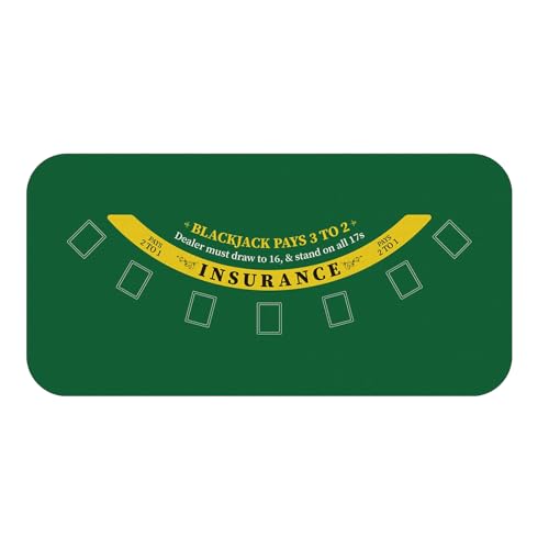 SaiDuoDuo Blackjack Poker Matte für Tisch mit Tragetasche, professionelle Casino Blackjack Tischplatte Layout Poker Tischmatte für Parteien,Home,Grün,L von SaiDuoDuo