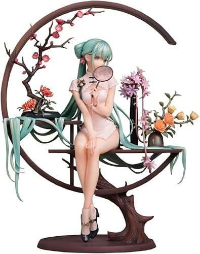 Miku-Figurenstatuen, sitzende Position Miku Cheongsam-Mädchen Cosplay PVC-Actionfigur Anime-Modell Dekoration Sammlung Spielzeug (25 cm/9,8 Zoll) Ornamente Geschenk von SaiFfe