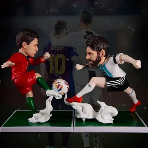 Qatar World Cup Resonance Football Star Actionfigur Argentinien Team Messi Ronaldo Cartoon Puppe Ornament PVC Handmodell 20 cm/7,8 Zoll Figur Statue Dekoration Geschenk(C R) von SaiFfe
