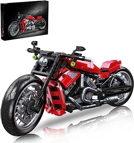 SaiKer 849 Teile Technik Motorrad Bausteine Modell für Harley Davidson, Motorcycle Rennmotorrad Motocross Bausteine Geschenk für Erwachsene Kompatibel mit Lego Technic (91020) von SaiKer