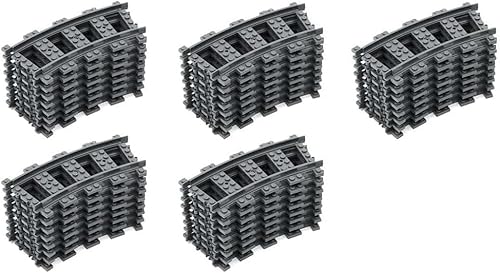 City Schienen Bausteine Set, 40 Stück City Schienen Erweiterungsset City Zug Schienen Zubehör Klemmbausteine Kompatibel mit Lego (40 Stück Gebogen) von SaiKer