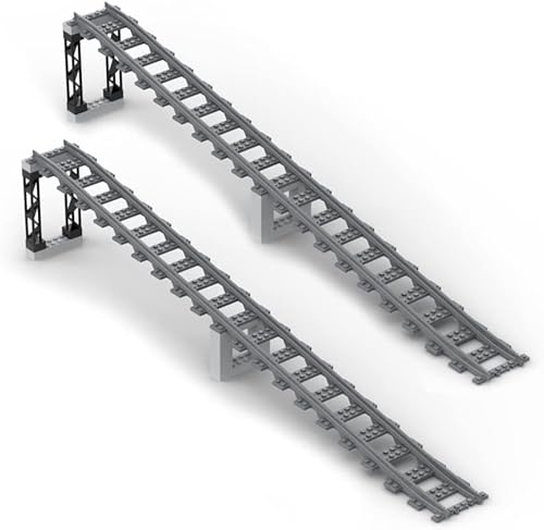 City Schienen Bausteine Set, City Schienen Erweiterungsset City Zug Schienen Zubehör Klemmbausteine Kompatibel mit Lego (2 Stück 33 cm) von SaiKer