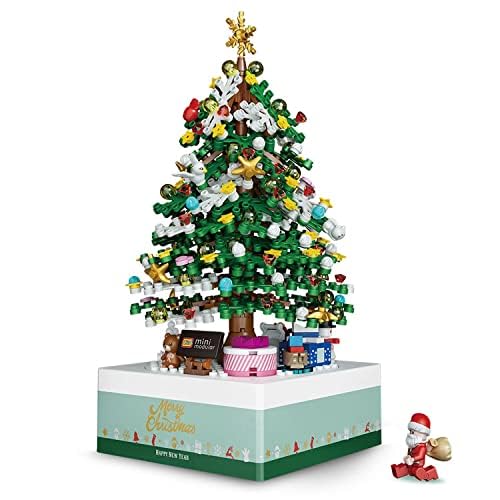 Weihnachten Modellbausatz Spieluhr Set, 506 Teile Rotierend Musikbox mit Weihnachtsbaum, Weihnachten Haus Bausatz Spielzeug Kompatibel mit Lego Creator (loz1237) von SaiKer