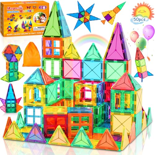 SaiXuan 50 pcs Set Magnetische Bausteine, Magnetbausteine Kinderspielzeug ab 3 4 5 6 7 8 Jahre,Starke Magnetkraft, Inklusive Aufbewahrungstasche und Anleitung, Lernspielzeug Geschenk Mädchen Junge SaiXuan 50 pcs Set Magnetische Bausteine, Magnetbausteine Kinderspielzeug ab 3 4 5 6 7 8 Jahre,Starke Magnetkraft, Inklusive Aufbewahrungstasche und Anleitung, Lernspielzeug Geschenk Mädchen Junge von SaiXuan