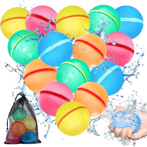 SaiXuan Wiederverwendbare Wasserbomben 15 Stück – Selbstschließende Silikon-Wasserbomben mit Netzbeutel, Buntes Spielzeug für Outdoor, Strand, Pool Party & Sommerabenteuer SaiXuan Wiederverwendbare Wasserbomben 15 Stück – Selbstschließende Silikon-Wasserbomben mit Netzbeutel, Buntes Spielzeug für Outdoor, Strand, Pool Party & Sommerabenteuer von SaiXuan