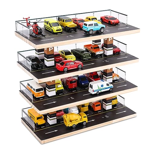 Saichotoy Diorama Parkgarage für 1/64 Scale Cars, Diecast Toy Car Storage - Frestanding Display Case with 4 Levels 24 Spots Maximum 40 Cars von Saichotoy