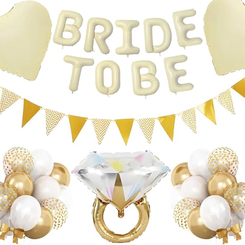 20 Stück Luxus Bride To Be Ballon-Set, Gold & Weiß Junggesellinnenabschied, Dekorationen mit Bride To Be Ballons, Diamantring, Herzballons für Brautparty, Junggesellinnenabschied, Mottoparty 20 Stück Luxus Bride To Be Ballon-Set, Gold & Weiß Junggesellinnenabschied, Dekorationen mit Bride To Be Ballons, Diamantring, Herzballons für Brautparty, Junggesellinnenabschied, Mottoparty von Saier tbo