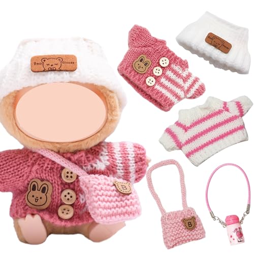 5 Stück Kleidung für Puppe, Bekleidung für 17cm Puppe Plüsch mit Mütze Pullover Rucksack Wasserkocher für Jungen Mädchen Geschenke (Ohne Puppe) von Saier tbo