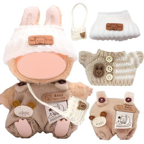 2PCS Bekleidung für 17cm Labubu Plüsch mit rosa Flaschen-Overall + weiße Bärenwollmütze + rosa Kamera + Haarschmuck mit Schleife + Overall im Chanel-Stil für Bekleidung DIY Kinder Geschenke (Khaki) 2PCS Bekleidung für 17cm Labubu Plüsch mit rosa Flaschen-Overall + weiße Bärenwollmütze + rosa Kamera + Haarschmuck mit Schleife + Overall im Chanel-Stil für Bekleidung DIY Kinder Geschenke (Khaki) von Saier tbo