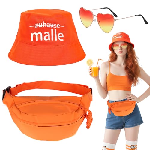 3 Stück Orangen Fischerhut Zubehör Set, Aperol Fasching Kostüm Accessoires mit Anglerhut Gürteltasche Herzsonnenbrille für Damen Herren Obst Mottoparty Party Fasching Cosplay 3 Stück Orangen Fischerhut Zubehör Set, Aperol Fasching Kostüm Accessoires mit Anglerhut Gürteltasche Herzsonnenbrille für Damen Herren Obst Mottoparty Party Fasching Cosplay von Saier tbo