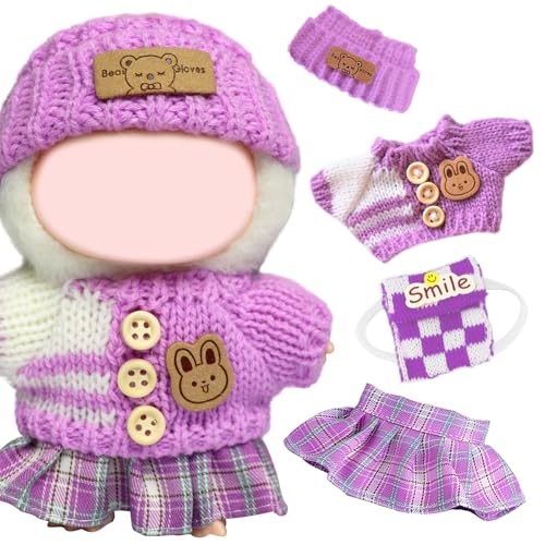 Puppenkleidung und Zubehör, 17 cm, 4 Stück, inkl. Strickrock und Huttasche für Jungen und Mädchen, Geschenk (ohne Puppe) von Saier tbo